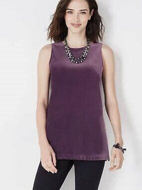 J. Jill J.Jill Wearever Collection Sleeveless Purple Velvet Tank Top Sz Large
